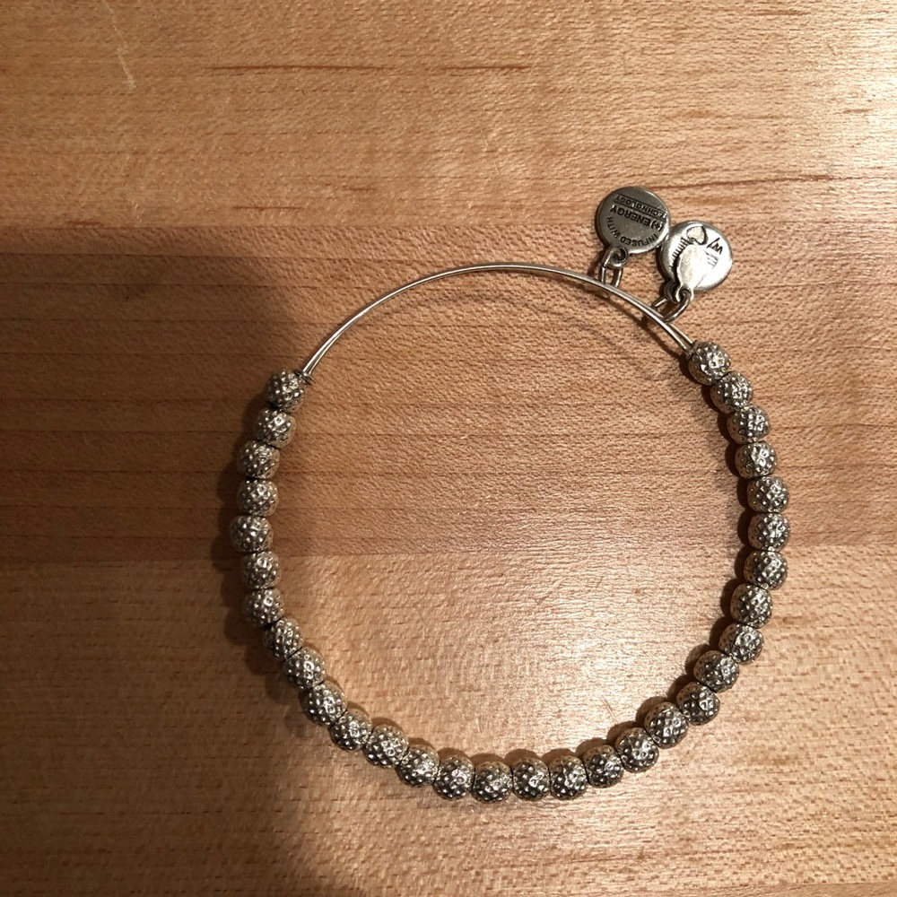 Alex and Ani shiny silver beaded Euphrates bangle